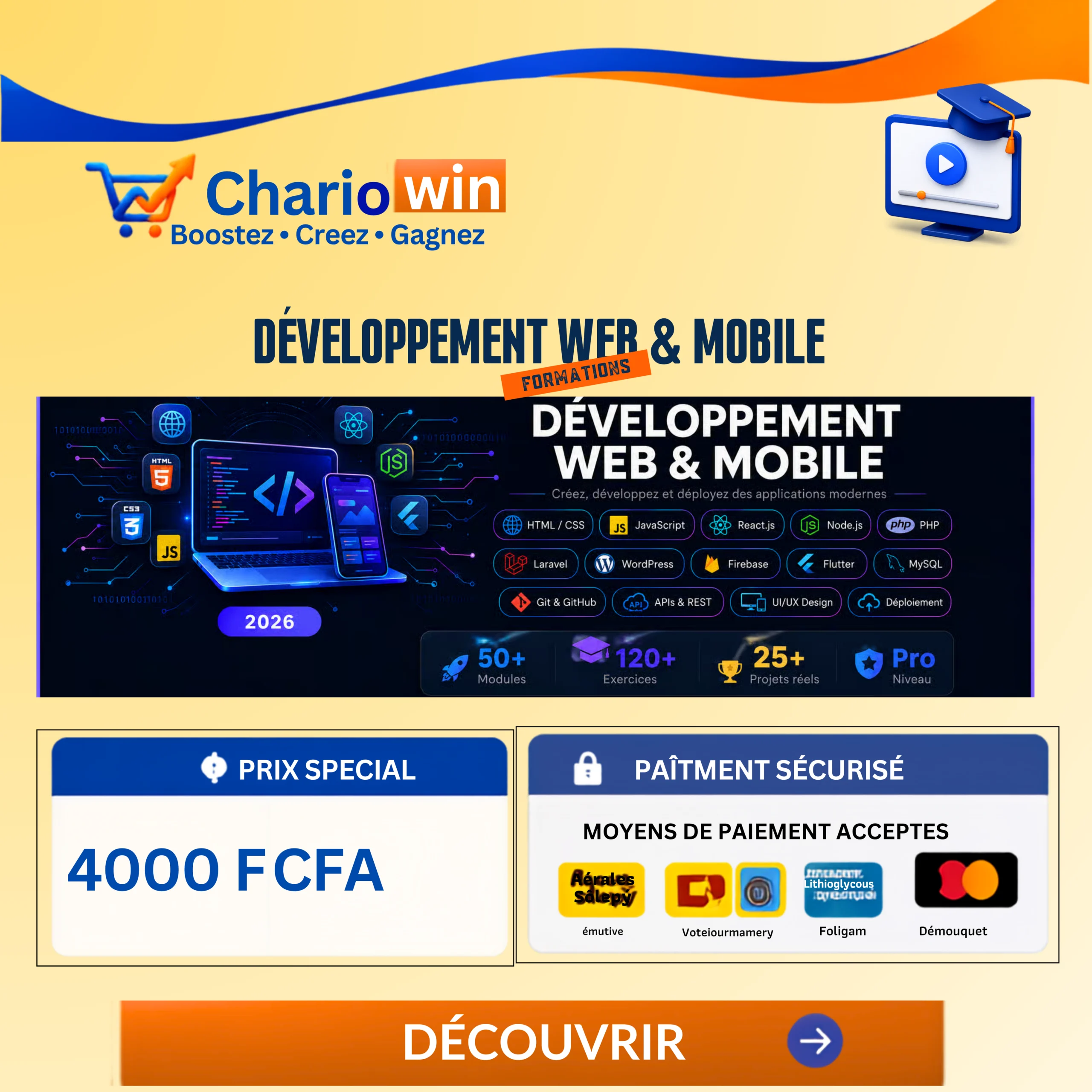 DÉVELOPPEMENT WEB & MOBILE — 33 Formations Complètes